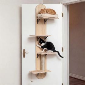 Door Hanging Cat Tree 5-Level Height Adjustable 4-Tier Climber No-Drill for Apartment Beige (Option: default title)