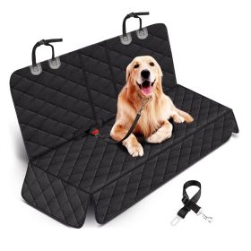 1Pc Dog Car Seat Cover Waterproof Scratchproof Pet Car Rear Protector Mat Pet Back Seat Cover With Dog Seat Belt For Car Truck SUV (Option: Black)