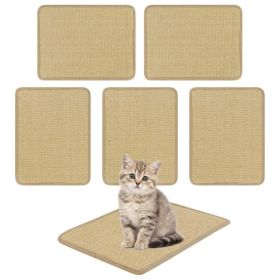 16 x 12 Inch Natural 6-Piece Cat Scratching Mats, Sisal Material Anti-Slip Latex Backing Furniture Protector (Option: default title)